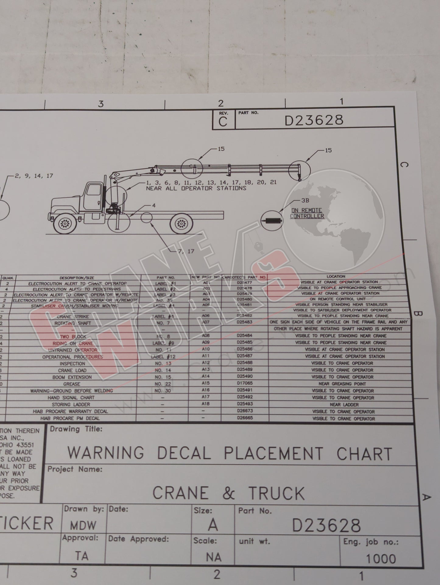 D23628 | New Crane Warning Decal Kit