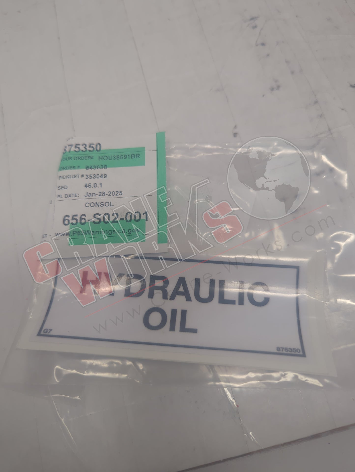 875350 | New Decal Hyd Oil