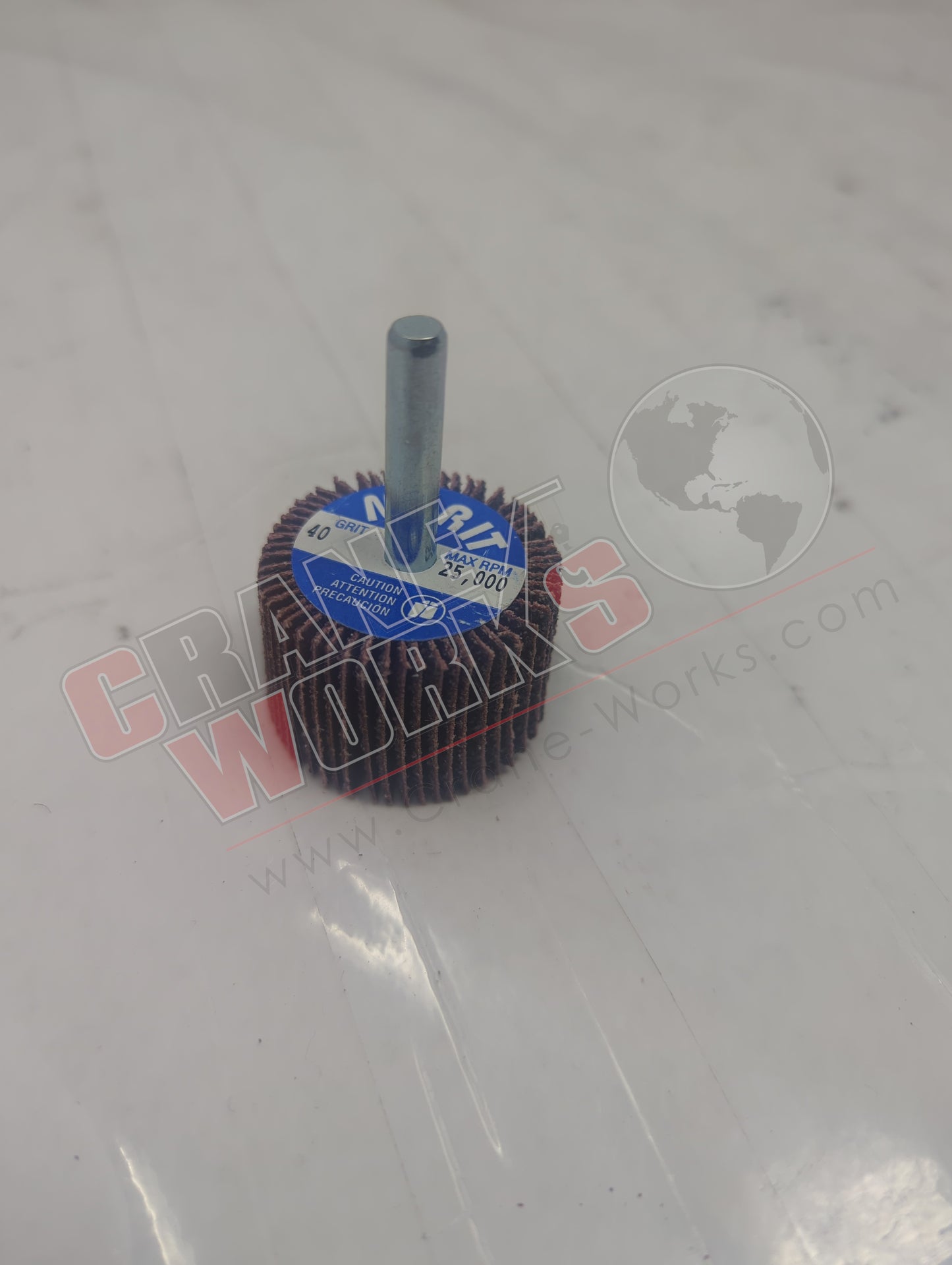 447R96 | New Flap Wheel, 1 1/2" Dia X 1" W, 1/4" Shank,40 Grit