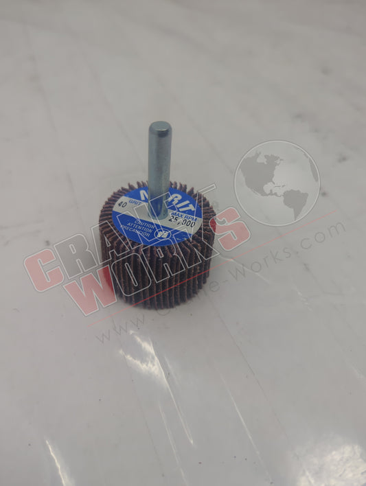 447R96 | New Flap Wheel, 1 1/2" Dia X 1" W, 1/4" Shank,40 Grit