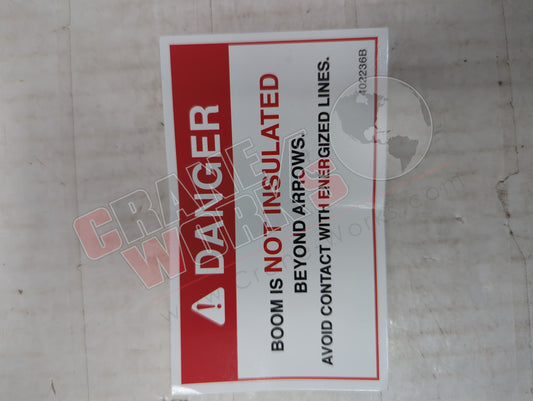 402236TU | New Decal, Boom Not Insulated Beyond