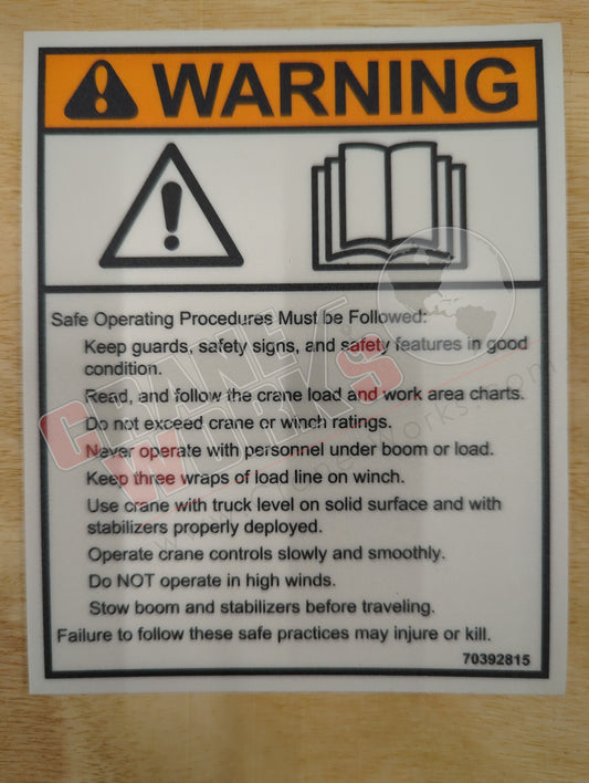 70392815 | New Decal-Warning Operation