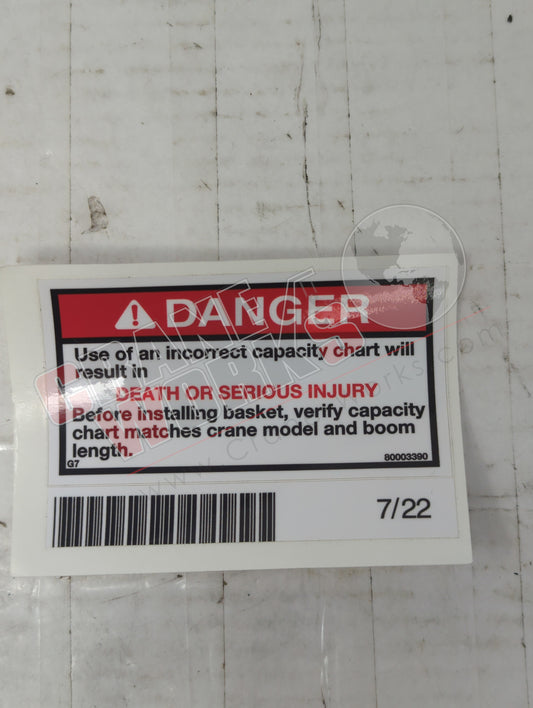 80003390 | New Decal - Danger Wrong Cap Chart