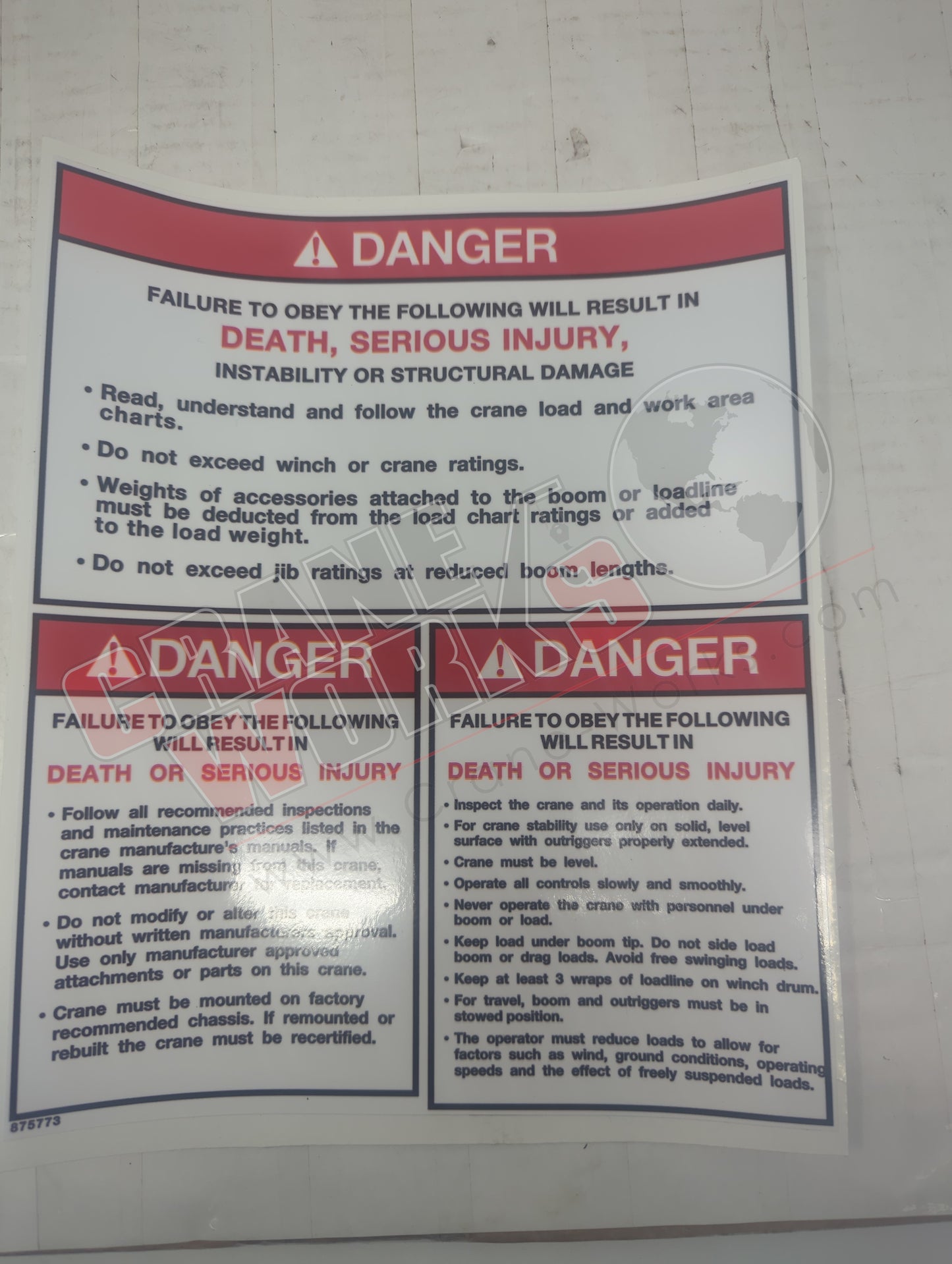 875773 | New Decal Danger Failure To Obey