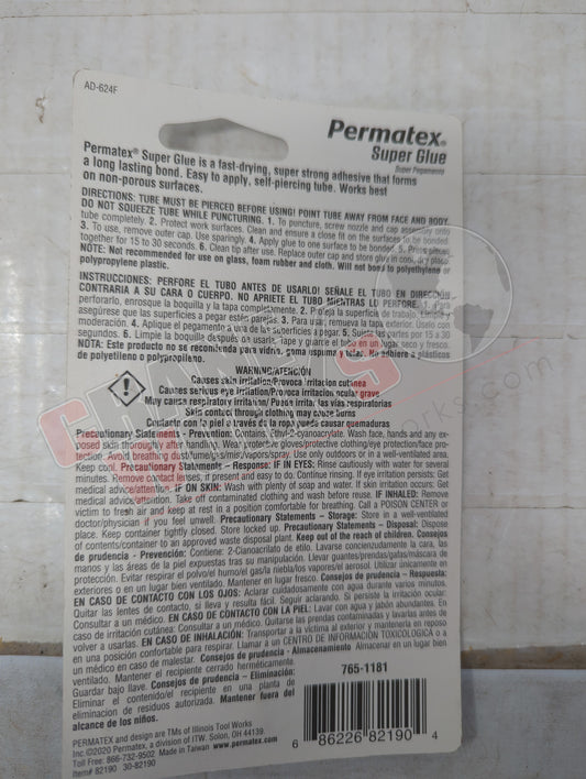 9117 | New Permatex Super Glue, 2 Gm Tube