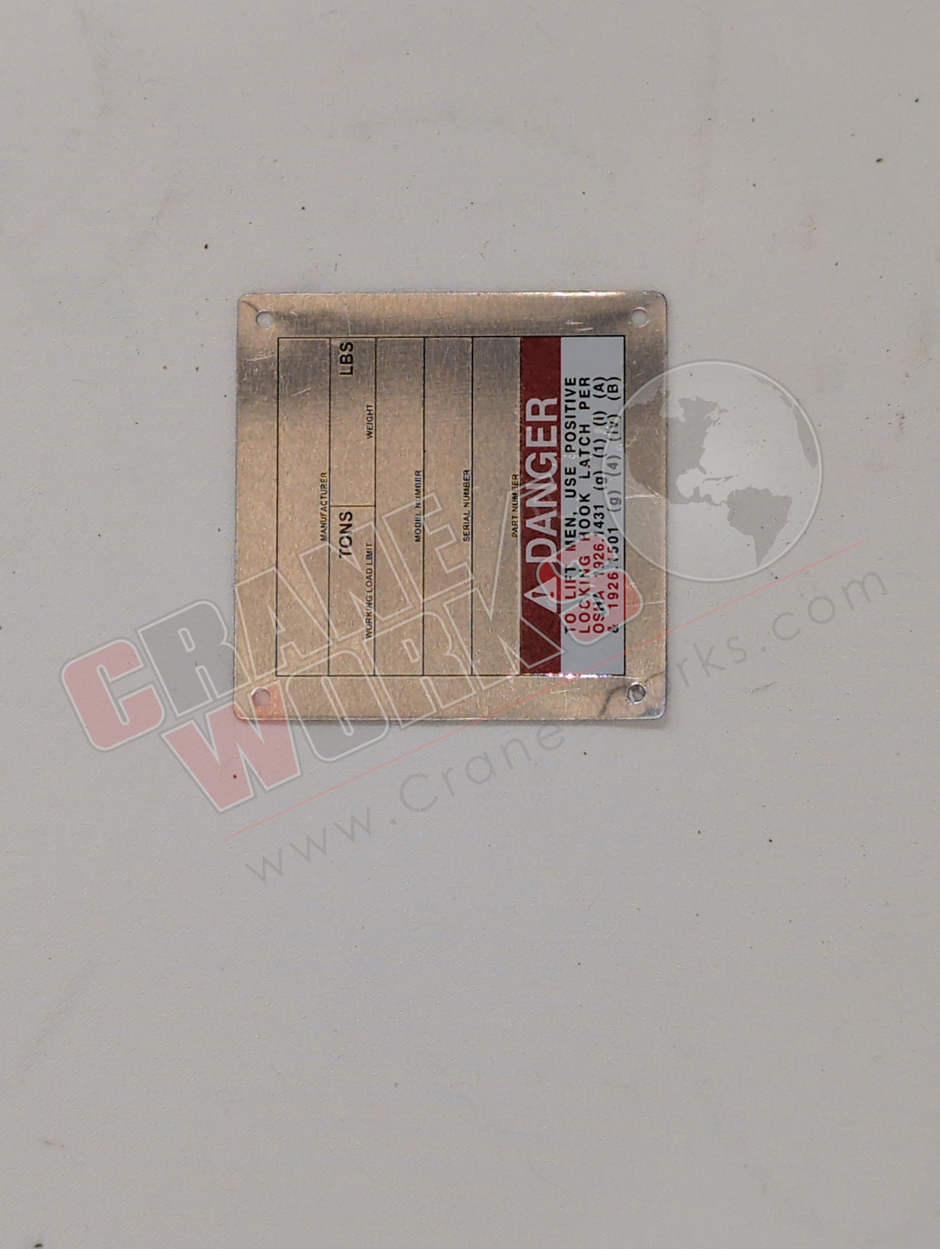 Block Tagging Numbers BLOCK TAG | New Load Block Type Plate – CraneWorks