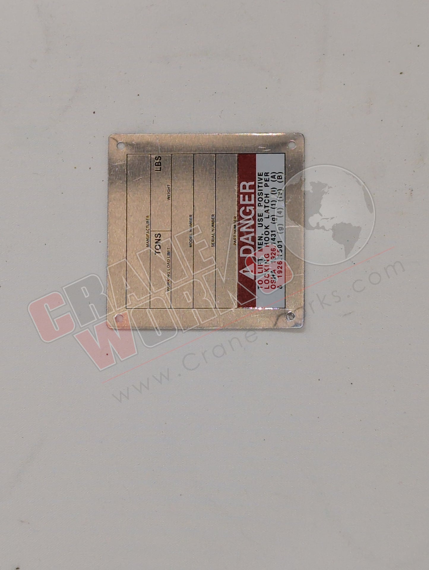 BLOCK TAG | New Load Block Type Plate – CraneWorks