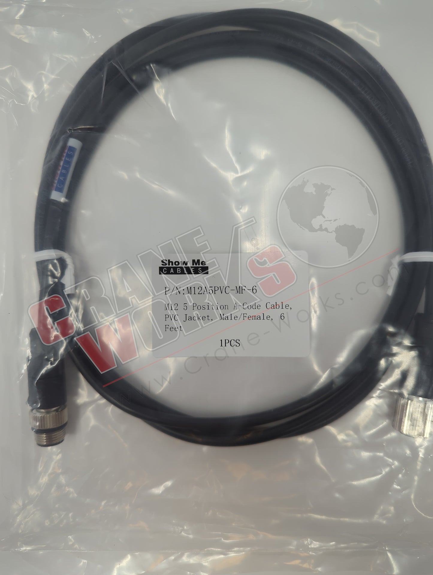 M12A5PVC-MF-6 | New M12 5 Position A-Code, Pvc Jacket, Male/Female, 6