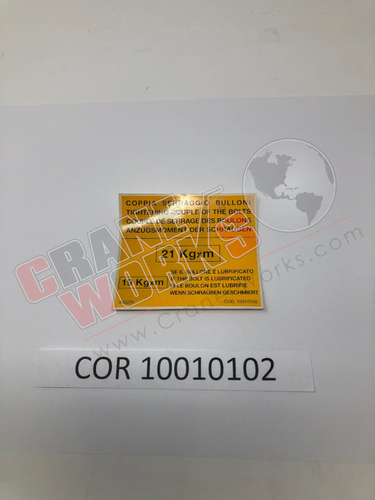 Picture of COR 10010102 NEW DECAL   P01