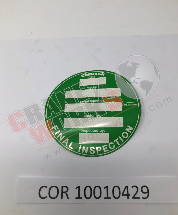 Picture of COR 10010429 NEW DECAL   Q02