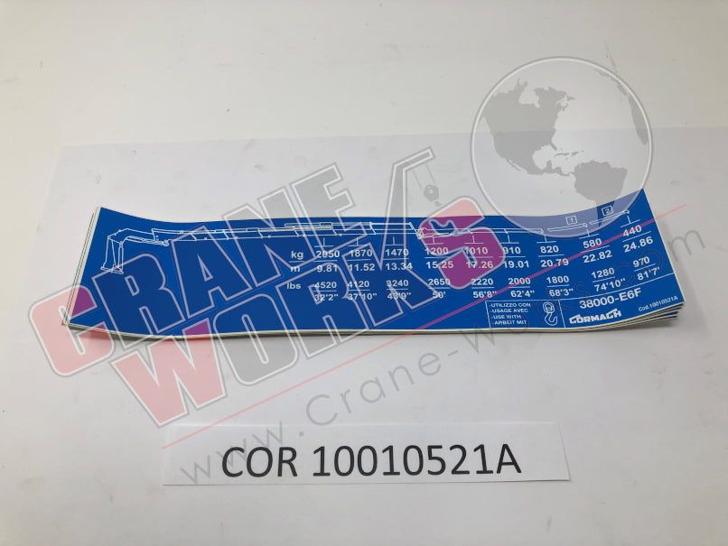 Picture of COR 10010521A NEW LOAD CHART 38000-E6F   Q02