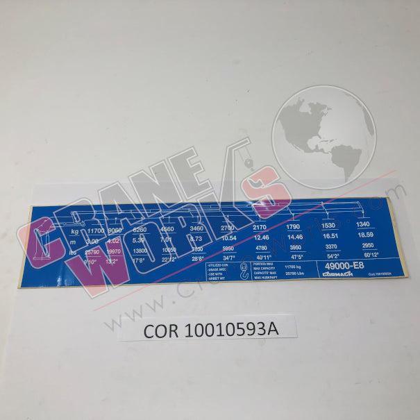 Picture of COR 10010593A NEW PLATE/STICKER E8