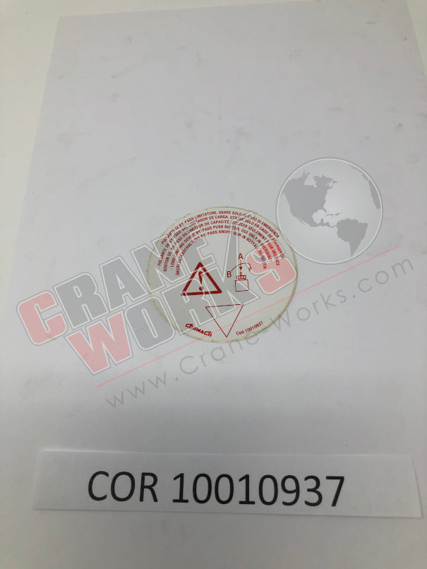 Picture of COR 10010937 NEW DECAL