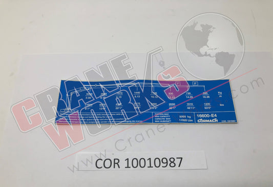 Picture of COR 10010987 NEW LOAD CHART 16600-E4