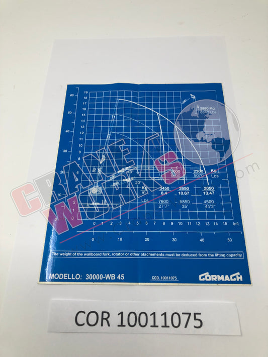 Picture of COR 10011075 NEW LOAD CHART WB-45
