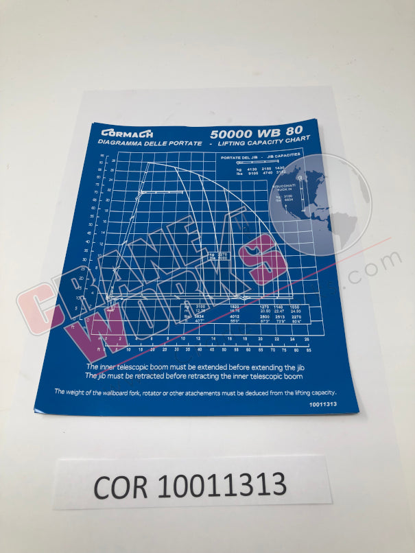 Picture of COR 10011313 NEW LOAD CHART WB80 50,000