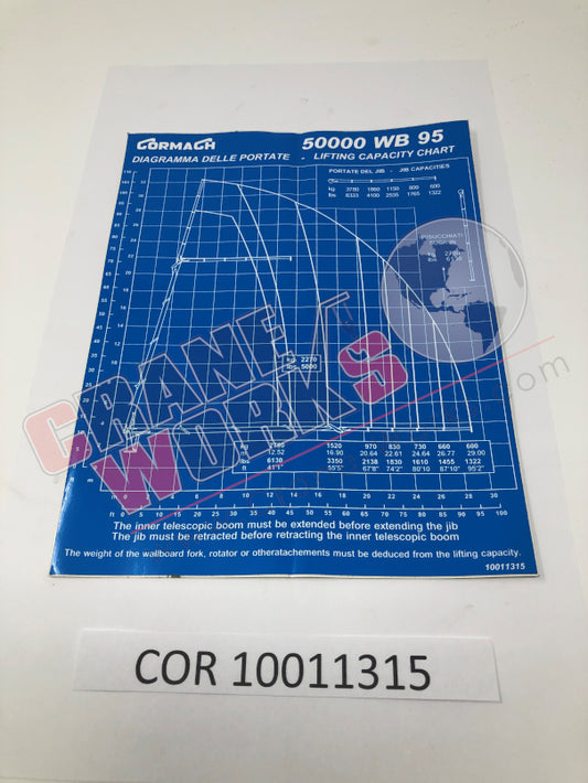 Picture of COR 10011315 NEW DECAL, LOAD CHART-WB95