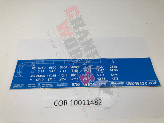 Picture of COR 10011482 NEW LOAD CHART  45000E6