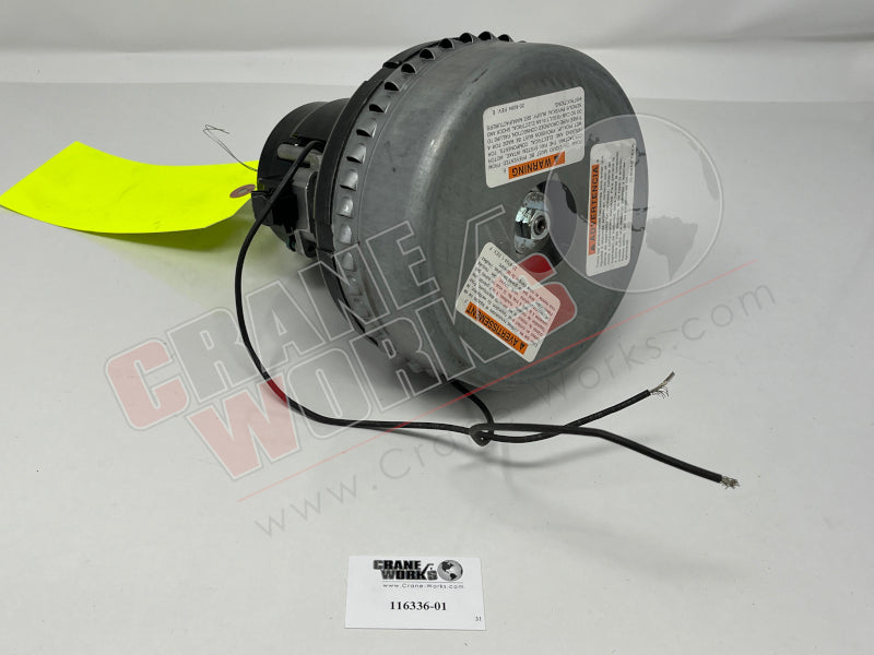 Picture of new univ blower motor, 120v, third angle.