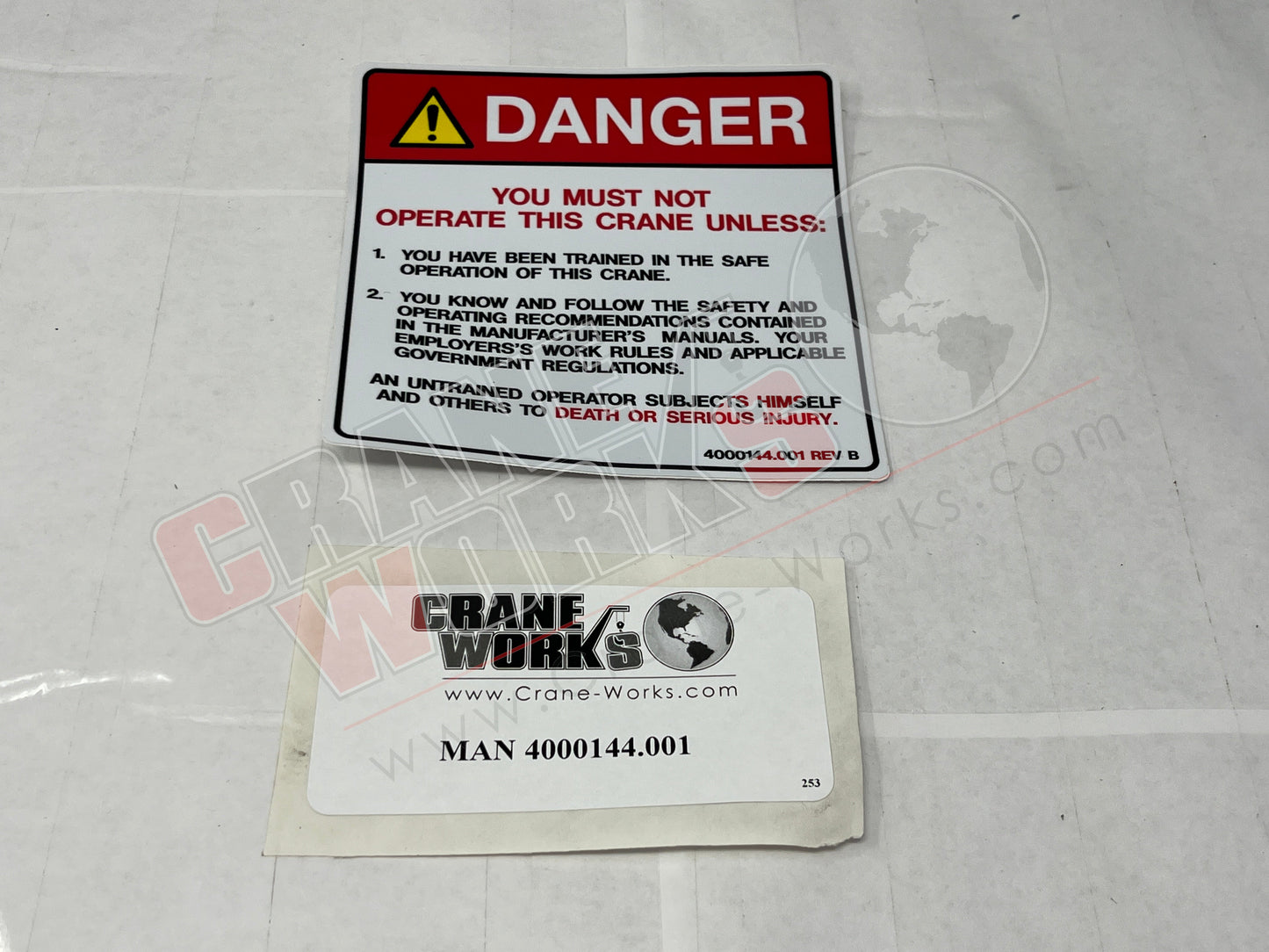 Picture of 4000144.001, DECAL; DANGER CRANE OPER. QUAL