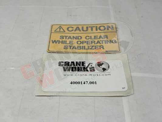 Picture of 4000147.001, CAU STAND CLEAR DECAL