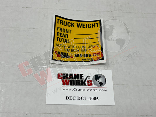 Picture of DEC DCL-1005 NEW TRUCK WEIGHT