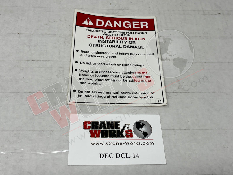 Picture of DEC DCL-14 NEW DANGER, FAILURE TO OBEY