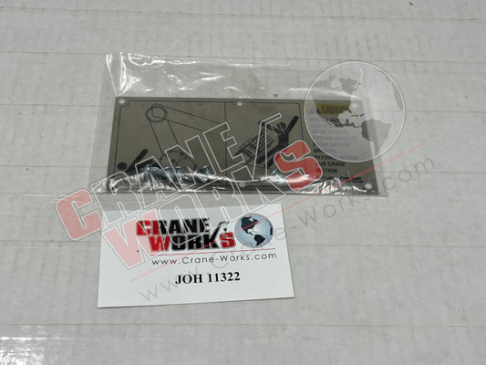 Picture of JOH 11322 NEW LOAD BLOCK CAUTION PLATE