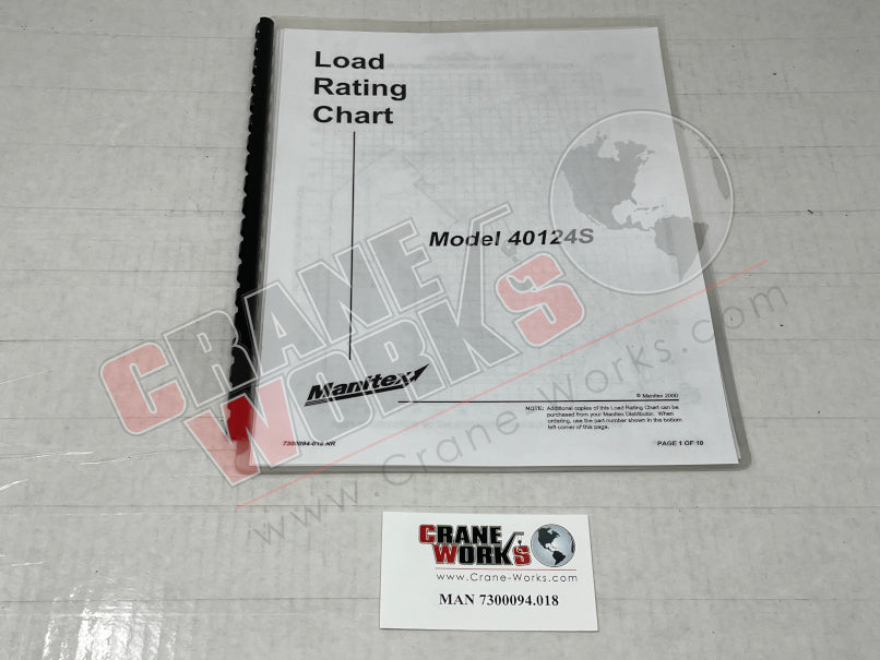 Picture of MAN 7300094.018 NEW LOAD CHART 40124S W/TELE JIB