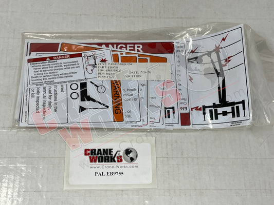 Picture of EB9755 NEW DECAL KIT - LARGE WARNING LABEL 